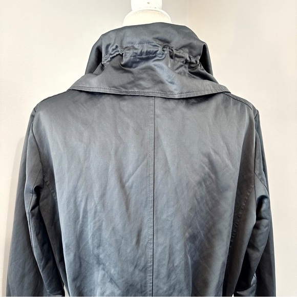 Lafayette 148 New York Metallic Button Zip Anorak Belted Jacket Silver Metal 10 - Picture 12 of 15